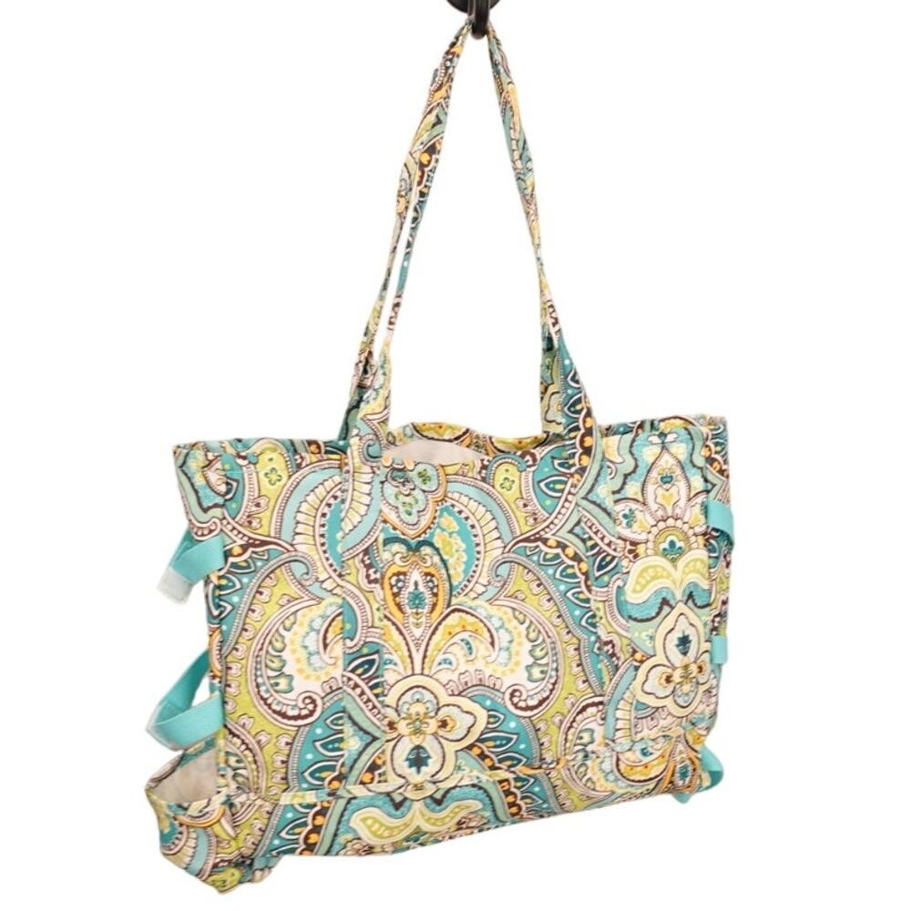Laura Ashley turquoise and lime Paisley Tote with Water bottle holders!